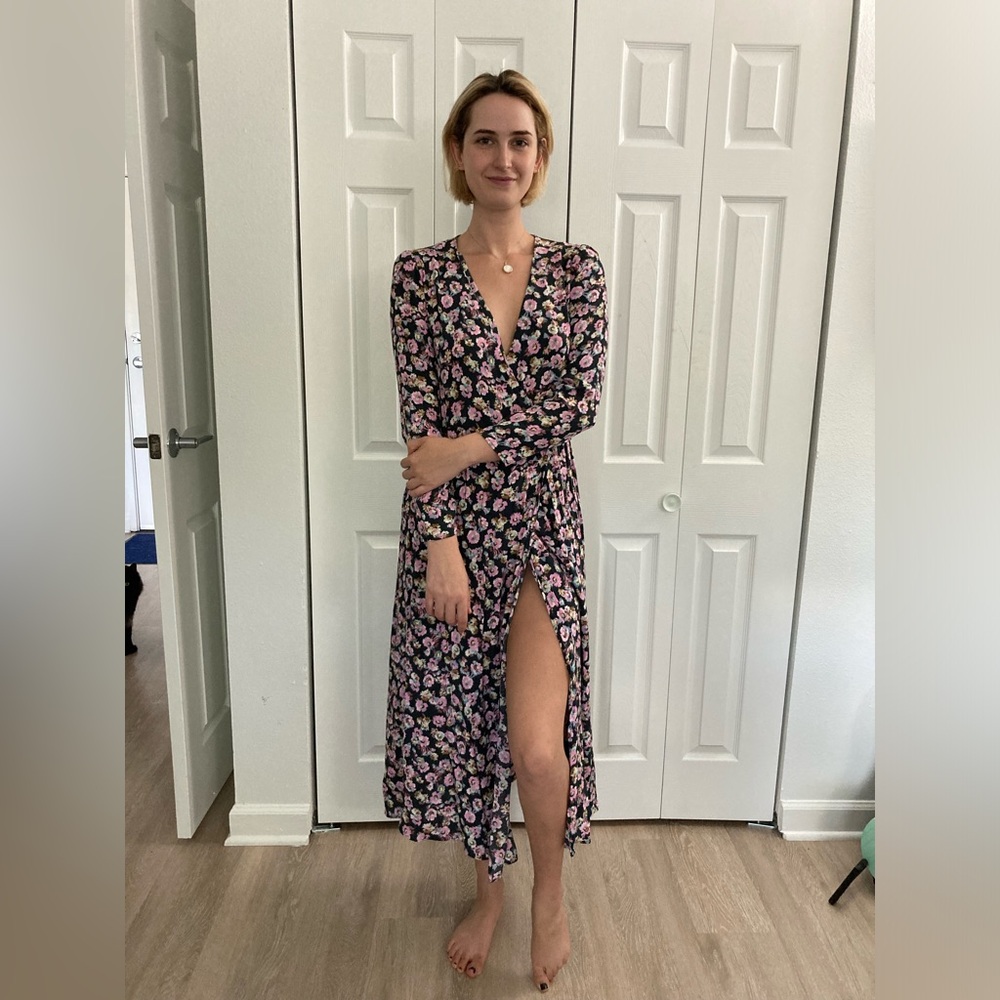 H&M Long Sleeve Floral Wrap Dress